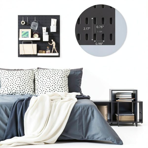 VUSIGN Wall Pegboard Panel 22x22 Inch Black 4-Piece Kit-4