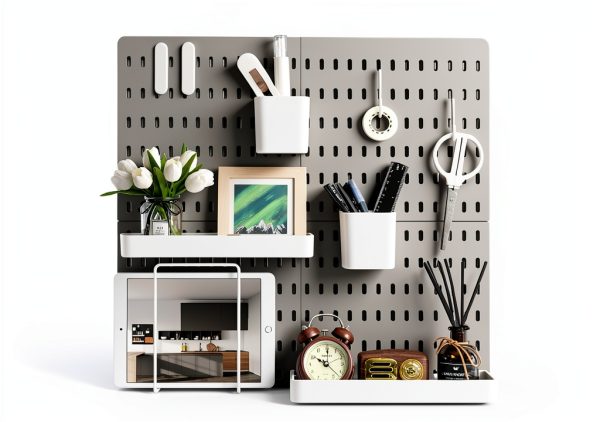 VUSIGN Wall Pegboard Panel 22x22 Inch Black 4-Piece Kit-0