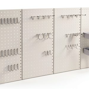 Amazon Basics Foldable Metal Pegboard Kit 48-Piece Gray Wall Mount-0