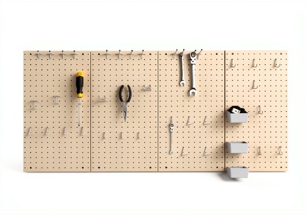 Amazon Basics Foldable Metal Pegboard Kit 48-Piece Gray Wall Mount-6