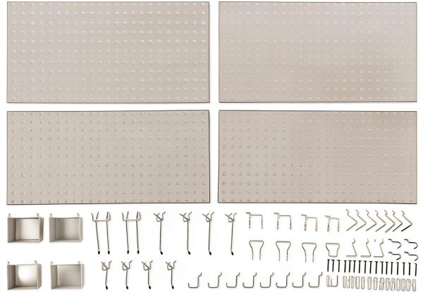 Amazon Basics Foldable Metal Pegboard Kit 48-Piece Gray Wall Mount-5