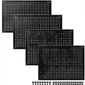 Daanxw Steel Pegboard Panel 4 Pack Wall Mount Black 16x12 Inch-0