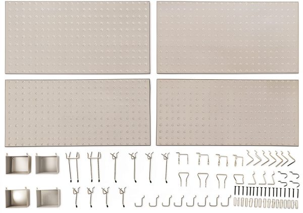 Amazon Basics Foldable Metal Pegboard Kit 48-Piece Gray Wall Mount-2