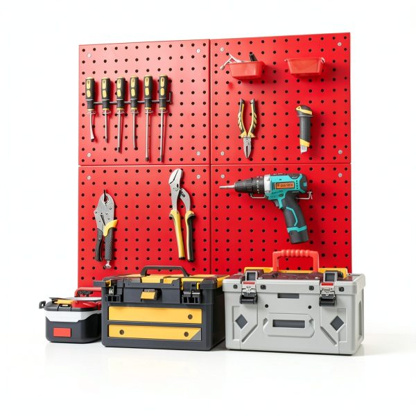 Daanxw Pegboard Panel 12x12 Metal Wall Mount 4 Pack Red-2