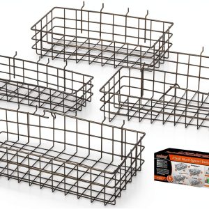 HORUSDY Chrome Pegboard Baskets 4‑Piece Set S‑XL 30lb Capacity-0